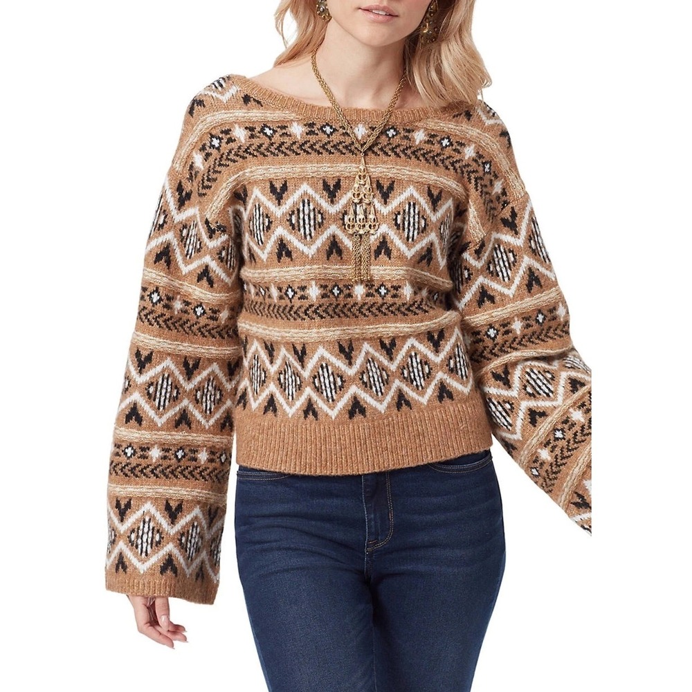 NEW Sam Edelman Womens Benton Wide Sleeve Scoop Back Sweater Size XS Southwest